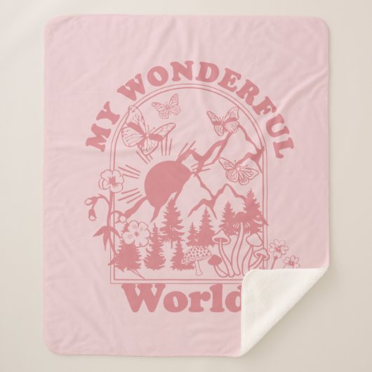 Mijn prachtige World Retro Flowers Sherpa Deken (Voorkant)