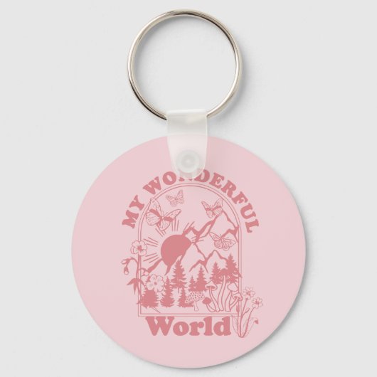 Mijn prachtige World Retro Flowers Sleutelhanger (Voorkant)