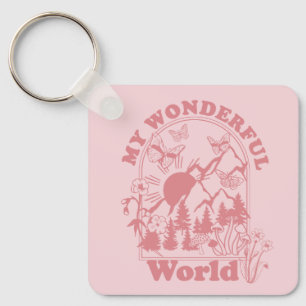 Mijn prachtige World Retro Flowers Sleutelhanger