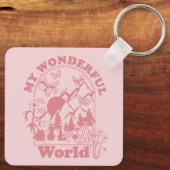 Mijn prachtige World Retro Flowers Sleutelhanger (Achterkant)