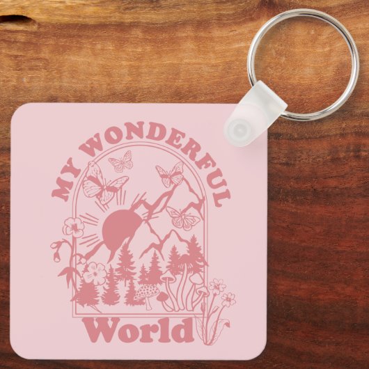 Mijn prachtige World Retro Flowers Sleutelhanger (Achterkant)