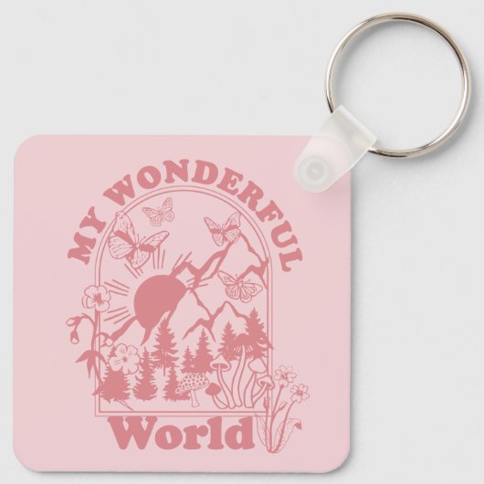 Mijn prachtige World Retro Flowers Sleutelhanger (Achterkant)