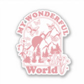 Mijn prachtige World Retro Flowers Sticker (Voorkant)