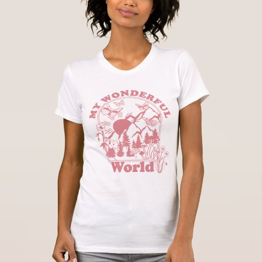Mijn prachtige World Retro Flowers T-shirt (Voorkant)