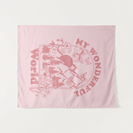 Mijn prachtige World Retro Flowers Wandkleed (Voorkant (horizontaal))