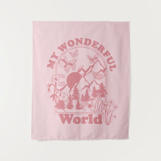 Mijn prachtige World Retro Flowers Wandkleed (Voorkant)