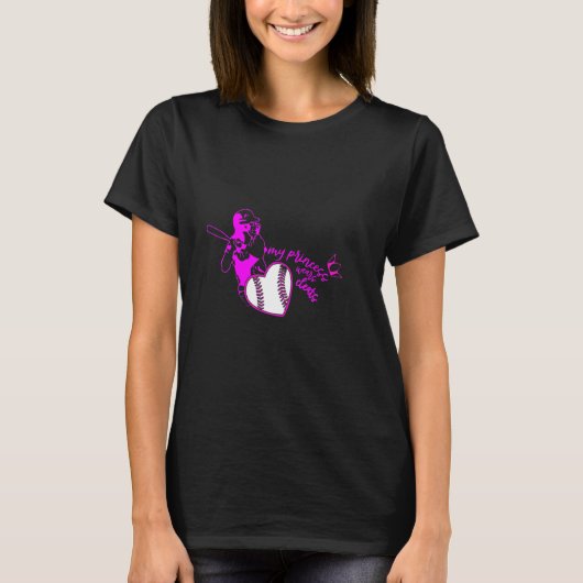 Mijn prinses draagt Cleats Softball Player T-shirt (Voorkant)