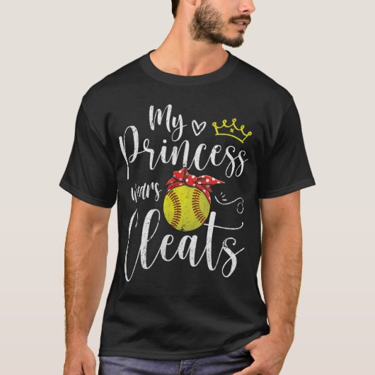 Mijn prinses Wears Cleats Funny Baseball Softball T-shirt (Voorkant)