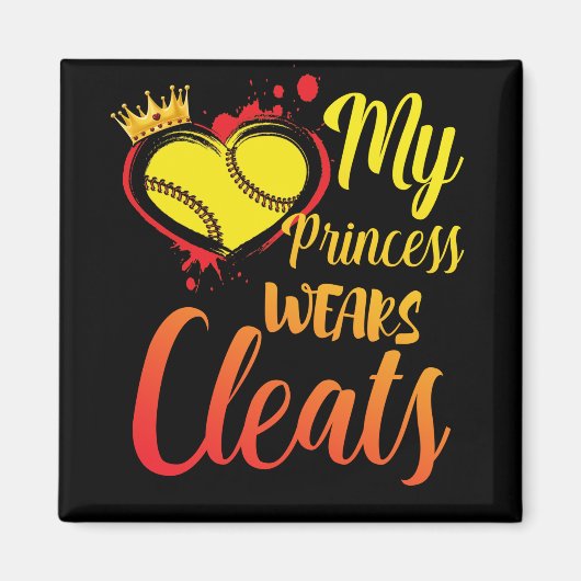 Mijn prinses Wears Cleats Softball mama Baseball Magneet (Voorkant)