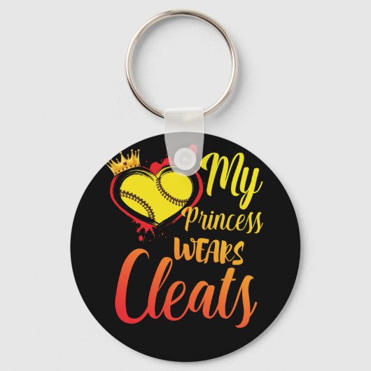 Mijn prinses Wears Cleats Softball mama Baseball Sleutelhanger (Voorkant)