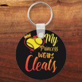 Mijn prinses Wears Cleats Softball mama Baseball Sleutelhanger (Voorkant)