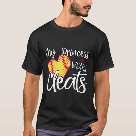 Mijn prinses Wears Cleats - Softball mama Dad Base T-shirt (Voorkant)