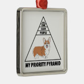 Mijn Prioriteit Piramide Corgi Metalen Ornament (Rechts)
