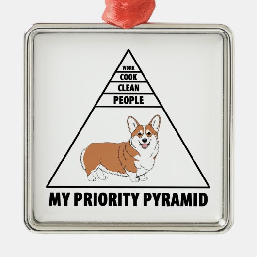 Mijn Prioriteit Piramide Corgi Metalen Ornament (Voorkant)