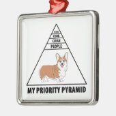 Mijn Prioriteit Piramide Corgi Metalen Ornament (Links)