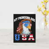 Mijn Pronouns Zijn Usa Adelaar Amerikaans Grappig Kaart (Gele Bloem)
