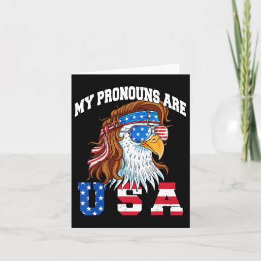 Mijn Pronouns Zijn Usa Adelaar Amerikaans Grappig  Kaart (Voorkant)