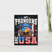 Mijn Pronouns Zijn Usa Patriottische Adelaar Grapp Kaart (Voorkant)