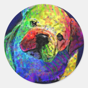 mijn psychedelische bulldog ronde sticker