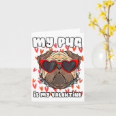 Mijn Pug in mijn Valentijn Cute Valentijnsdag Pe Kaart (Gele Bloem)