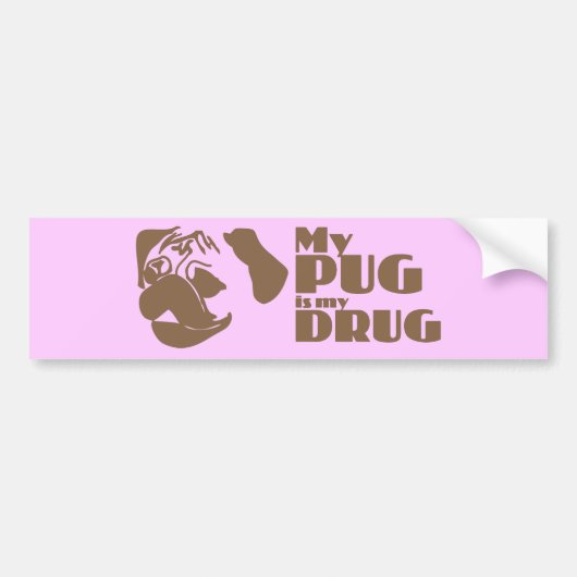 Mijn pug is mijn drugsdecaal bumpersticker (Voorkant)