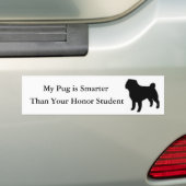 Mijn pug is slimmer bumpersticker (Op auto)