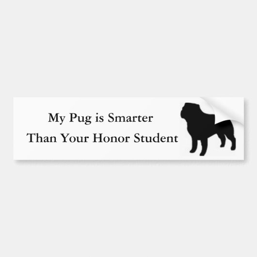Mijn pug is slimmer bumpersticker (Voorkant)