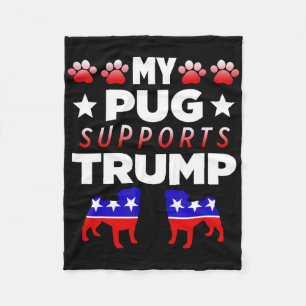 Mijn Pug steunt Trump Verkiezingscadeau voor honde Fleece Deken