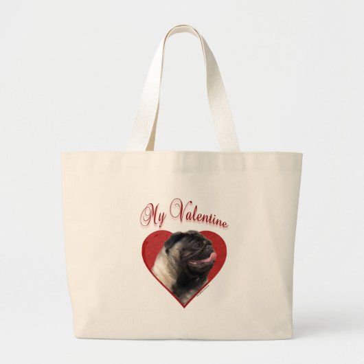 Mijn Pug Valentijn Grote Tote Bag (Voorkant)