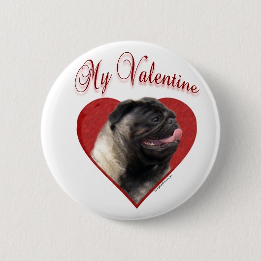 Mijn Pug Valentijn Ronde Button 5,7 Cm (Voorkant)