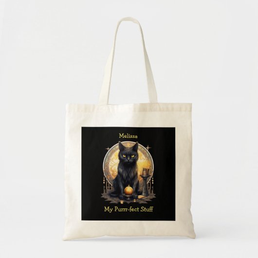 Mijn Pur-Fect Spul Witchy Gothic Black Cat Tote Bag (Voorkant)