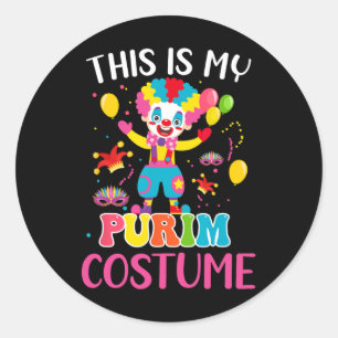 Mijn Purim kostuum Mardi Gras Clown Grappige Parad Ronde Sticker
