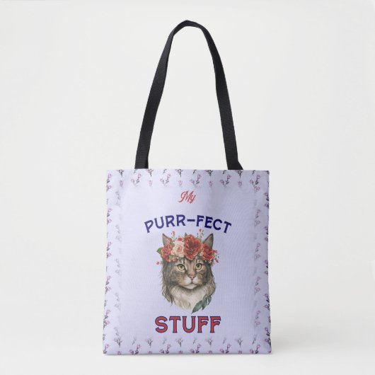 Mijn purr-fect spullen canvas tas (Voorkant)