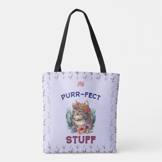 Mijn purr-fect spullen canvas tas (Achterkant)