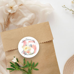 Mijn Quince Anos Roze Waterverf Bloem 15 Ronde Sticker