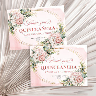 Mijn Quince Boho-viering Dankkaart Roze Roze Bedankkaart