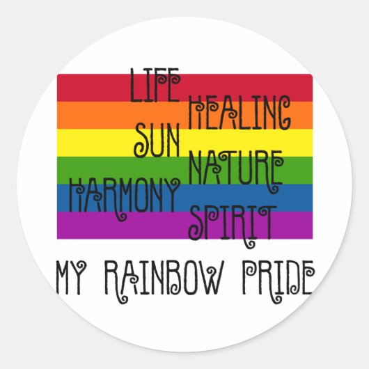Mijn Rainbow Pride Ronde Witte Sticker (Voorkant)