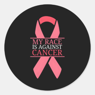 Mijn ras is tegen borstkanker bewustzijnslint ronde sticker
