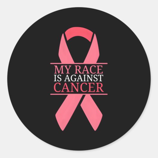 Mijn ras is tegen borstkanker bewustzijnslint ronde sticker (Voorkant)