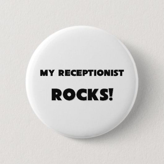 MIJN receptioniste ROCKS! Ronde Button 5,7 Cm (Voorkant)