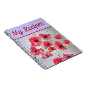 Mijn Recipe Book Poppy Red Flower Waterverf Art Notitieboek (Rechterzijde)