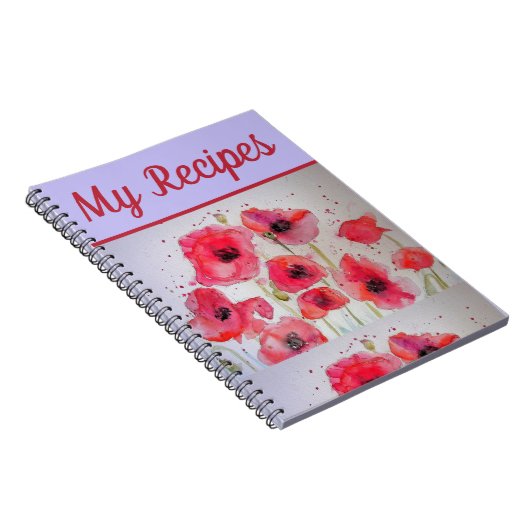 Mijn Recipe Book Poppy Red Flower Waterverf Art Notitieboek (Rechterzijde)