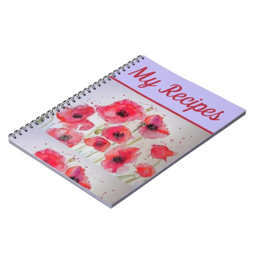 Mijn Recipe Book Poppy Red Flower Waterverf Art Notitieboek (Linkerzijde)