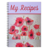 Mijn Recipe Book Poppy Red Flower Waterverf Art Notitieboek (Voorkant)