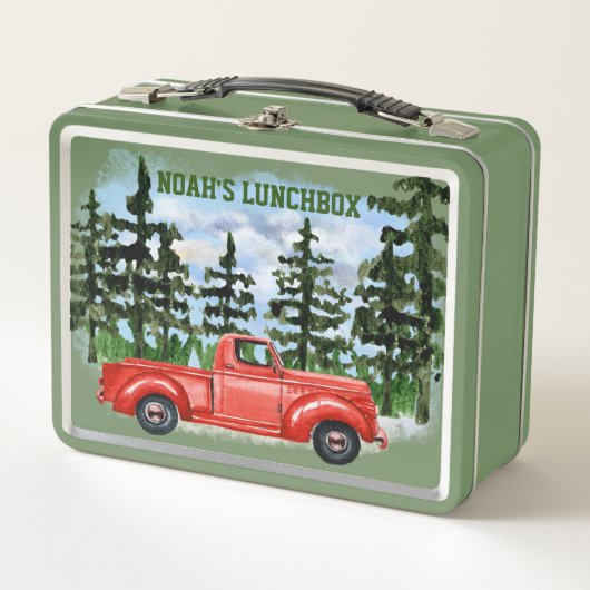 Mijn Red Pick Up Truck Metal Lunchbox (Voorkant)