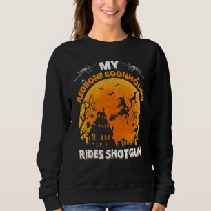 Mijn Redbone Coonhound-hond rijdt shotgun op Hallo Trui