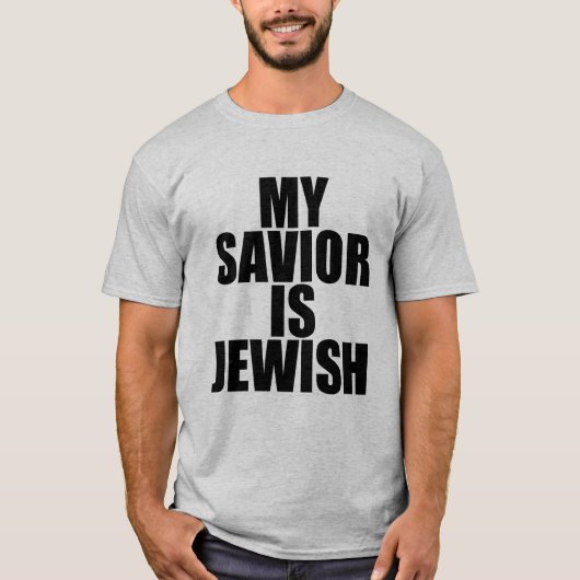 Mijn redder is Joods (zwarte tekst) T-shirt (Voorkant)