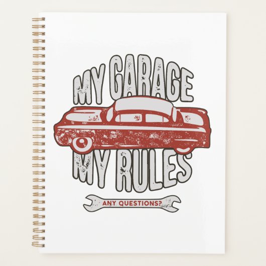 Mijn Regels Klassieke Rode Auto Retro Monteur Planner (Voorkant)