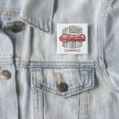 Mijn Regels Klassieke Rode Auto Retro Monteur Vierkante Button 5,1 Cm (In situ)