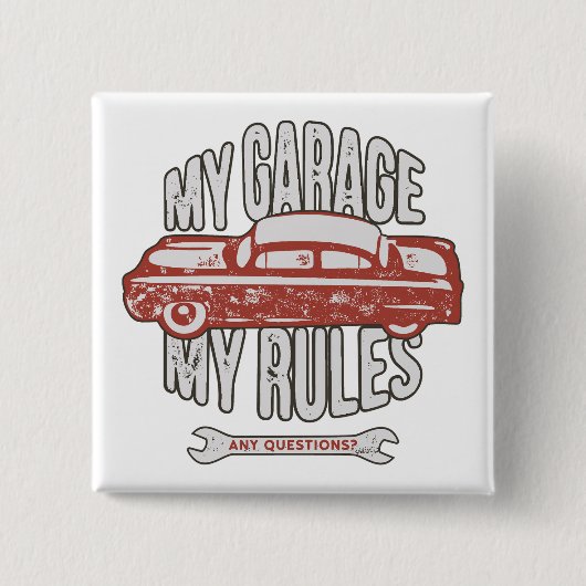 Mijn Regels Klassieke Rode Auto Retro Monteur Vierkante Button 5,1 Cm (Voorkant)
